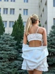 Жіночий шовковий костюм (бомбер+топ+шорти) Uaclothes 42-44 Молочний (like38871-193071349) - изображение 4