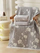 Полотенце муслиновое банное Malloory Home Цветы 70*140 см Светло-серое - изображение 6