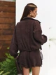 Легкий костюм двійка з шортами та широкою зіп сорочкою casual ISSA PLUS 15808 L темно-коричневий (issa2007682846269) - зображення 3