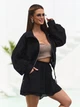 Легкий костюм двойка с шортами и широкой зип рубашкой casual ISSA PLUS 15808 L черный (issa2007682846283) - изображение 2