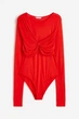 Боді-блузка жіноча H&M 271232951_red XS Червона (2727000131746) - зображення 2