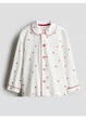 Детская пижамная кофта для девочки H&M 271248090 134 см Белый/Красные сердечки (2727000108977) - изображение 1