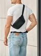 Мужская сумка на пояс Sambag черная из экокожи средняя бананка через плечо городская водоотталкивающая 70299 - изображение 4