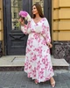 Платье женское макси из штапеля с цветочным принтом, кулиской на талии и боковым разрезом больших размеров G&M k-131518 50-52 Размер - зображення 2