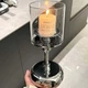 Комплект подсвечников Lesko 0019 Silver металлические высокие 3 предмета со стеклянными колбами - изображение 3