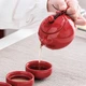 Набор посуды для чаепития Lesko S2660 Red керамический чайный набор чайник Си Ши 4 пиалы - изображение 2