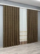 Комплект штор VR-Textil Лен Мрамор 200х270 2шт и Тюль 600х270 1261ш-1579т Коричневый с молочным 71-161/7 - изображение 3