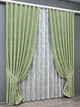 Комплект штор VR-Textil Жакард Мармур 100х270 2шт і Тюль 300х270 1147ш-1400т Світло-оливковий з білим 71-192/1 - зображення 2