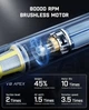 Мощный аккумуляторный автомобильный пылесос Fanttik Slim V8 Apex 19000 Па, 45 AW, 4-в-1, беспроводной, мини-насос, Type-C, черный - изображение 7