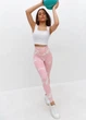 Спортивные лосины пуш-ап однотонные мраморные розово-белые с высокой талией для тренировок фитнеса и зала M (M70276N) - изображение 4