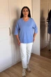 Светр INEDIT 10858 Blue ONE SIZE - изображение 4