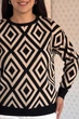 Светр INEDIT 10617 Black-Beige ONE SIZE - зображення 4