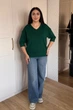 Светр INEDIT 10865 Dark-Green ONE SIZE - изображение 5