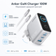Сетевое зарядное устройство Anker GaN 100Вт 2×USB-C + USB-A Display PD 3.0 QC 4.0 PPS Silver (B121BG41) - изображение 2