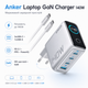 Мережевий зарядний пристрій Anker Laptop GaN Charger 140W 3xUSB-C 1xUSB-A Display PD 3.1 PPS Silver (B2697G41) - зображення 1