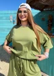 Женский летний костюм с футболкой и шортами K065 3XL-4XL (58-60) Оливковый - изображение 7