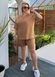 Женский летний костюм с футболкой и шортами K065 3XL-4XL (58-60) Мокко - изображение 4