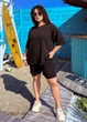 Женский летний костюм с футболкой и шортами K065 3XL-4XL (58-60) Чёрный - изображение 1