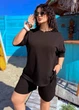 Женский летний костюм с футболкой и шортами K065 3XL-4XL (58-60) Чёрный - изображение 3