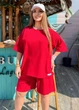 Женский летний костюм с футболкой и шортами K065 XL (50-52) Красный - изображение 1