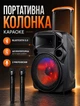Портативная колонка с двумя микрофонами и поддержкой Bluetooth для караоке с LED-подсветкой и аккумулятором на 10 часов работы - изображение 1