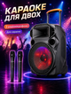 Портативная колонка для караоке с двумя радиомикрофонами Bluetooth USB-слотом microSD и AUX LED-подсветка до 10–15 часов автономной работы - изображение 2
