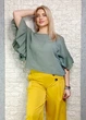 Блуза батистова прямого крою, оливкова Italy Moda 11-104 - оливковий - S-L - изображение 6