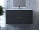 Тумба лакированная, подвесная Luxor Riva 100 Антрацит, с умывальником Loft Low 100 - изображение 6