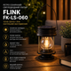 Ретро светодиодный солнечный фонарь FLINK FK-LS-060, IP44, тёплый свет, настольный или подвесной, чёрный, без оригинальной упаковк - изображение 1