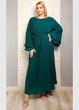 Коктейльна шифонова плісе сукня максі зелена Moda Italia 21-303 - зелений - XL-XXL - изображение 7