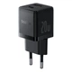 Мережевий зарядний пристрій Baseus Palm Fast Charger C+U 20W EU Cluster Black (with Baseus Mini White Cable USB-C to USB-C 60W - зображення 1