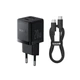 Мережевий зарядний пристрій Baseus Palm Fast Charger C+U 20W EU Cluster Black (with Baseus Mini White Cable USB-C to USB-C 60W - зображення 5