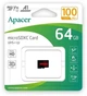 Карта пам'яті microSDXC, 64Gb, R100, Class10 UHS-I U1 V10 A1 Apacer 000349702 - зображення 2