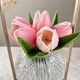 Настольная лампа светильник Lesko Tulips Crystal ZBTSYJX0417 Pink ночник в виде букета тюльпанов в колбе - изображение 5