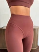 Спортивный женский костюм Hot с имитацией белья для фитнеса и йоги (кроп-топ футболка + леггинсы) c двойным Push Up L Шоколад (JB05_HOTL) - изображение 4