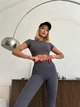 Спортивний жіночий костюм Hot з імітацією білизни для фітнесу та йоги (кроп-топ футболка + легінси) з подвійним Push Up L Графіт (JB04_HOTL) - зображення 6