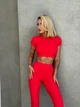 Спортивный женский костюм Hot с имитацией белья для фитнеса и йоги (кроп-топ футболка + леггинсы) c двойным Push Up L Красный (JB03_HOTL) - изображение 7