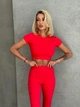 Спортивный женский костюм Hot с имитацией белья для фитнеса и йоги (кроп-топ футболка + леггинсы) c двойным Push Up L Красный (JB03_HOTL) - изображение 8