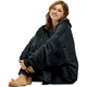 Оверсайз плед халат с капюшоном 100х80см для дома Huggle Hoodie Черный из полиэстера - изображение 3