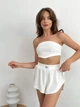 Жіночий трійка футболка шорти топ Ester Collection L-XL Молочний - зображення 2