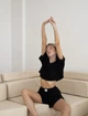 Жіночий трійка футболка шорти топ Ester Collection L-XL Чорний - зображення 2