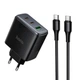 Мережевий зарядний пристрій HOCO C160A Upgrade PD charger Type-C cable 65W Black - зображення 1