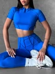 Спортивний кроп топ для фітнесу жіночий із зовнішніми швами, Sculpt Top, (синій електрик), L - зображення 6