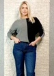 Джемпер з шерсті та кашеміру летюча миша чорний з сірим Cashmere blend 28-2128 - сірий - M-XL - изображение 5