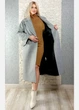 Пальто двобортне оверсайз вовна + бавовна сіре Hot fashion 40-121 - сірий - S - изображение 6