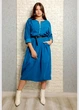 Сукня з мікровельвету з поясом бірюзова New Collection 22-831 - бірюзовий - L-XXL - изображение 1