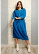 Сукня з мікровельвету з поясом бірюзова New Collection 22-831 - бірюзовий - L-XXL - изображение 4