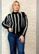 Теплий бавовняний светр у смужку чорно білий di classe 30-8851 - чорний - S-L - зображення 3