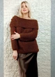 Светр фактурної в'язки з широкою горловиною коричневий Italy Moda 22-026 - коричневий - M-XL - изображение 2