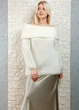 Светр фактурної в'язки з широкою горловиною білий Italy Moda 22-025 - білий - M-XL - изображение 3